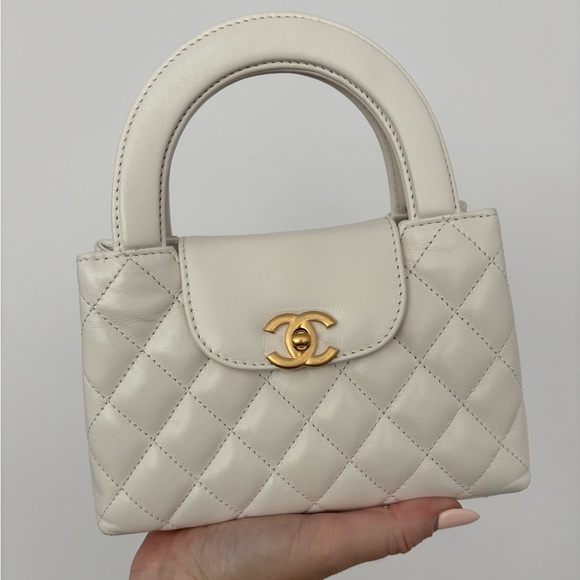 NWT π€ CHANEL 24P White Leather Small Nano Shopper Kelly Bag - Picture 16 of 16